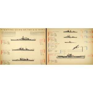 1941 Print Battle Ship United States Navy Wartime Cruiser 