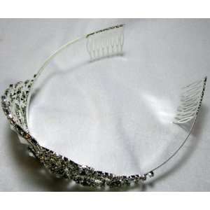    Crystal Bobbles and Jewels Head Band Tiara with Combs Beauty