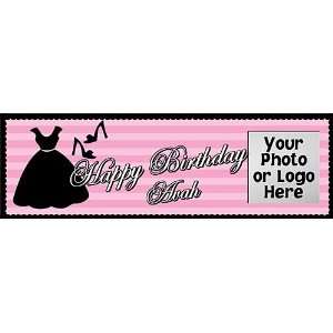Sweet Sixteen Dress Personalized Banner 18 Inch x 54 Inch All Weather 