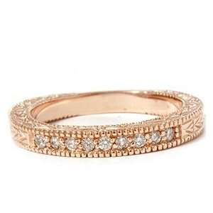  .25CT Engraved Diamond Ring 14K Rose Gold Jewelry