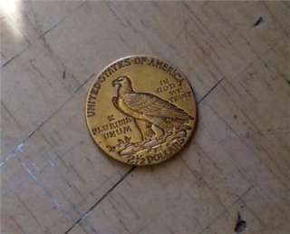 1909 $2 1/2 Indian Head Gold Coin Quarter Eagle  