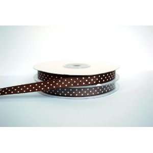  Polka Dot Grosgrain Ribbon 5/8 By 50yd brown/white 