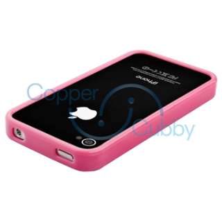 Bumper Silicone Case Cover+Dot Home Button Sticker For Apple iPhone 4 