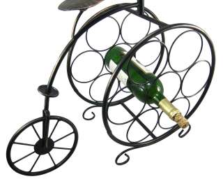 Bronze Finish Metal Antique Bicycle Wine Bottle Holder  