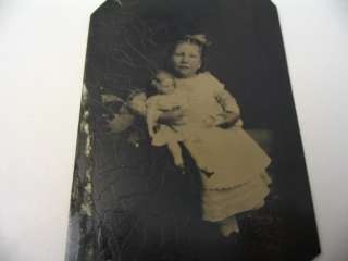 Girl w Antique Doll Tintype Photograph  