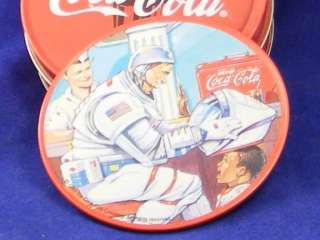 COCA  COLA COASTERS WITH TIN SET OF 4 DATED 1999  