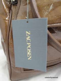 NWT Zac Posen Mocha Antonia Patent Leather Shoulder Bag  