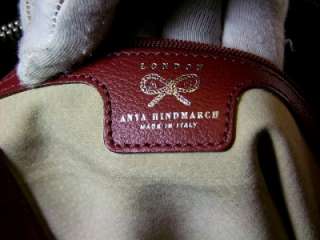 Anya Hindmarch Italian Red Pebble Leather tote Satchel Handbag 