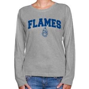  UIC Flames Ladies Ash Logo Arch Long Sleeve Classic Fit 