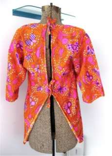 Vtg 60s Mod Pink Butterfly Dashiki Smock Top Shirt  