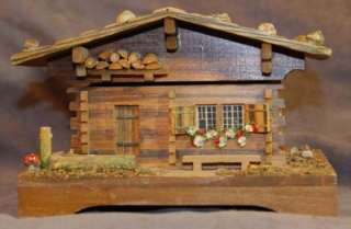 Antique Swiss Chalet Wooden Music Box Lador Hand Made Switzerland 