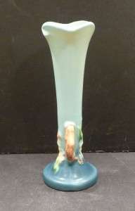 Roseville Apple Blossom Blue Bud Vase 379 7   MINT  