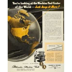   Map Globe Industrial Machine Milwaukee Tool   Original Print Ad Home