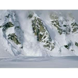  An Avalanche Along a Rocky Mountain Face Photographic 