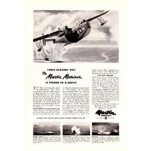  1943 WWII Ad Martin Mariner Poison to U Boat Submarines 