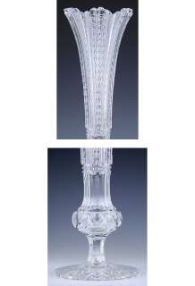 AMERICAN BRILLIANT PERIOD CLASSICALLY CUT TRUMPET FORM GLASS VASE 