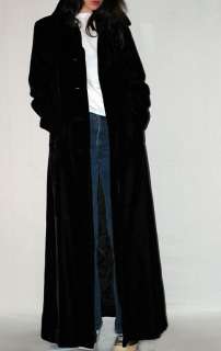 Vintage GOTHIC Princess LONG BLACK VELVET COAT Opera Goth Vamp Dress 