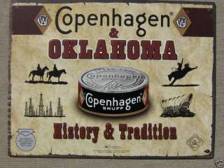 COPENHAGEN & OKLAHOMA HISTORY & TRADITION METAL SIGN  