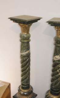 Pair 6ft Italian Marble Pedestal Table Columns  