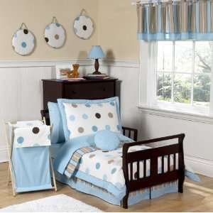 JoJo Designs 5 Piece Toddler Bedding Set   Blue and Brown Modern Polka 