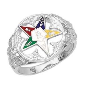 Ladies Sterling Silver Masonic Freemason Eastern Star Ring (Size 5.5)