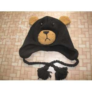 Koolwool New Handmade 100% Wool Fleeced Interior Cute Black Bear Pilot 