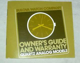 1979 BULOVA WATCH OWNERS GUIDE QUARTZ ANALOG MODELS  