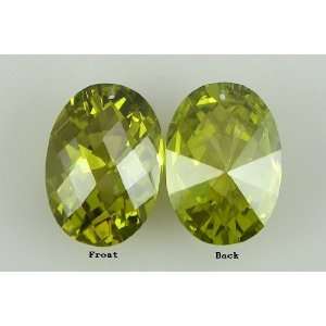  25mm faceted CZ cubic zirconia oval pendant olivine