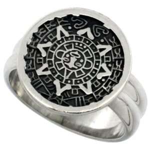  Sterling Silver Oxidized Aztec Calendar Ring 5/8 (16mm 