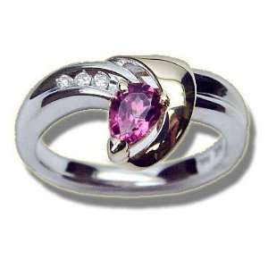  .045 ct 6X4 Pink Tourmaline Twotone Ring Jewelry