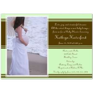  Chocolate and Mint Stripes Baby Shower Invitations   Set 