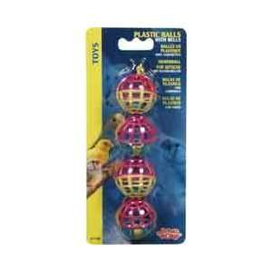 Living World Bird Cage Toy 4 Plastic Balls w/ Bells  