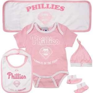  Philadelphia Phillies Newborn Pink 5 Piece Hanger Gift Set 