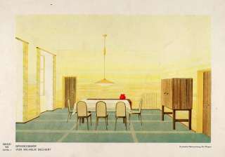 1932 Art Deco Dining Room Table Buffet Chairs Print   ORIGINAL  