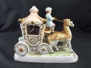 Colonial Victorian Couple Horse Drawn Carriage Figurine Made in Japan 