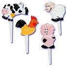 ON THE FARM ANIMALS Cupcake Picks Cake Toppers PIG COW