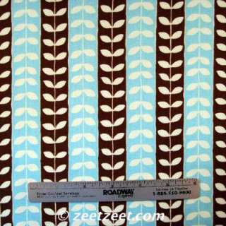 Robert Kaufman Mingle LEAFY STRIPE Brown Blue Fabric  