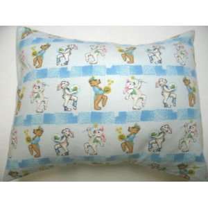     Flannel Pillow Sham   Marching Bunnies & Bears   Made In USA Baby