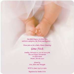  Pink Toes Magnet Medium Baby Shower Invitations Baby