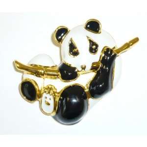  Goldplated Panda with Bamboo Pin Jewelry