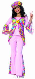 Child Large Girls Peaced Out Hippie Costume   Hippie Co  