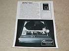 Garrard Zero 100 Turntable Ad, 1972, 1 pg, Article and Info