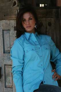 Cruel Girl Jeans Turquoise Blue Long Sleeve Shirt Blouse L/S 