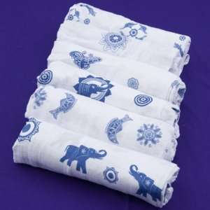  Zen Blue   6 Pack, Organic Muslin Swaddling Blankets Baby