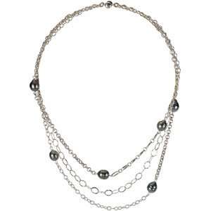   Silver Black Tahitian Cultured Pearl Necklace Katarina Jewelry