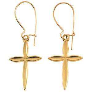  14K Yellow Gold Cross Earrings Katarina Jewelry