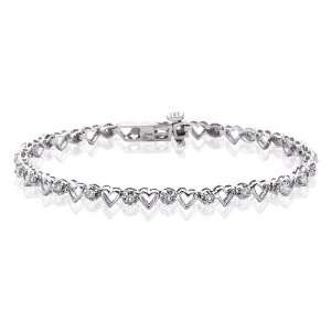  10K White Gold 1/2 ct. Diamond Heart Bracelet Katarina Jewelry