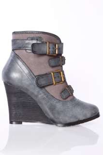 New Stylish Comfortable Ladies Wedges Ankle Boots Blue Grey Black Size 