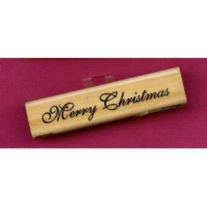   Christmas Rubber Stamp on Three quarters By 3 ½ Block