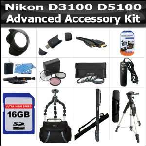  16GB Accessory Bundle Kit For Nikon D3200 D3100 D5100 